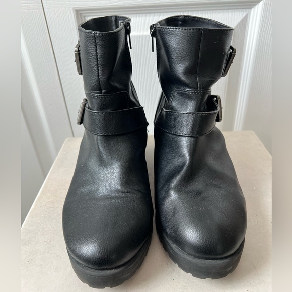 Target Black Moto Boots with Silver Buckles - Picture 2 of 5